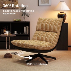 Sillón Reclinable Giratorio de Lujo Ligero Nórdico Plegable para un Solo Usuario, con Estructura de Acero, Cubierta de Algodón y Patas de Madera, para Sala de Estar o Balcón - Product Image 1