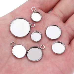 Base de pendentif ronde en acier inoxydable pour la fabrication de bagues, accessoires de bijoux DIY, base vide pour pierres précieuses 10mm 12mm 14mm 16mm 18mm 20mm - Product Image 3