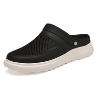 Sandales pour hommes en cuir véritable à bout fermé et ajouré, à enfiler, pour l'été et la plage, avec semelles en caoutchouc souples et respirantes, grandes tailles
