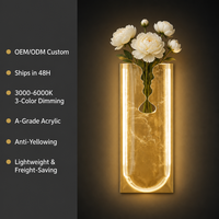 Applique murale LED moderne en acrylique à texture marbre avec trois couleurs à intensité variable, CRI 90 élevé, pour l'éclairage intérieur des chambres et des hôtels