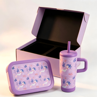 Ensemble de boîte à lunch pour enfants avec gobelet isotherme de 12 oz, boîte à bento en acier inoxydable de 1050 ml à 3 compartiments, ensemble cadeau scolaire pour enfants