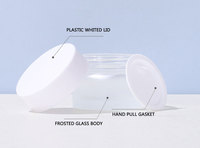 Pot en verre cosmétique vide transparent dépoli avec couvercle en plastique blanc, disponible en 5g, 10g, 15g, 20g, 30g, 50g, 100g, 30ml - Prix de gros