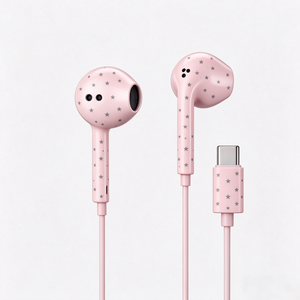 Auriculares con cable tipo C con diseño de lunares y estrellas, audífonos tipo C - Product Image 5