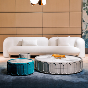 Luxury Customizable Modern Italian Stone Top Side <b>Table</b> <b>Set</b> with Sturdy Metal Frame - Product Image 1