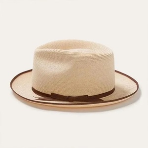 Palm <b>Straw</b> <b>Fedora</b> Hat Wide Brim Adjustable Ribbon Sun Hat Casual Outdoor Adult Cap - Product Image 3