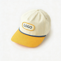 Casquette de baseball non structurée à 5 panneaux en coton éponge bicolore, style sportif classique, avec motif à pois, logo brodé personnalisé, style Dad Hat avec cordon