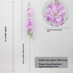 Fiore Delphinium a 2 Steli, Giglio Blu Grande Floccato, Decorazione per Matrimoni, <span class=keywords><strong>Fiori</strong></span> all'Ingrosso Fatti a Mano in Seta - Product Image 4