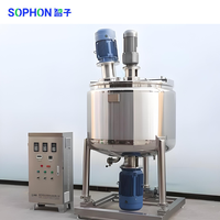 SOPHON 500L/1000L Cuve de mélange et d'agitation en acier inoxydable 304 pour produits chimiques, avec agitateur, fonction homogénéisation, dispersion et chauffage de liquides