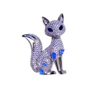 Broche Éblouissante Renard en Cristal, Épingle de Revers 3D Animal en Strass, Épingle de Blazer de Luxe Tendance pour Femme, Cadeau en Gros