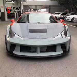 Kit de carrocería estilo PD para <span class=keywords><strong>Ferrari</strong></span> <span class=keywords><strong>458</strong></span> <span class=keywords><strong>2009</strong></span>- 2013 parachoques delantero parachoques trasero faldones laterales capó del motor semi-fibra de carbono - Product Image 6