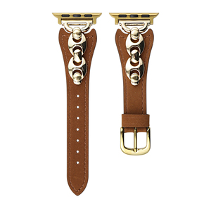 Nouveau produit <span class=keywords><strong>Bracelet</strong></span> de montre en <span class=keywords><strong>cuir</strong></span> tanné végétal en métal en forme de D pour femmes <span class=keywords><strong>Bracelet</strong></span> en <span class=keywords><strong>cuir</strong></span> véritable pour <span class=keywords><strong>Apple</strong></span> <span class=keywords><strong>Watch</strong></span> 10 - Product Image 2