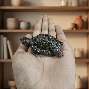 Figura Decorativa de Tortuga de Pirita Natural, Símbolo de Riqueza, para Hogar, Oficina, Sala de Estar, Escritorio, Mesa, Estante, Gabinete - Product Image 1