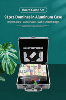 Jeu de dominos pour enfants en forme de train mexicain, ensemble de 91 pièces, boîte en aluminium renforcée en mélamine, fermeture à verrouillage, respectueux de l'environnement