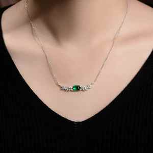 factory 0.95ct Natural Emerald Choker Necklace, <b>Solid</b> 18K <b>Gold</b> Paved with 42pcs Diamonds Total 0.22ct Luxury Women Fine Jewelry - Product Image 5