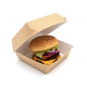 Kotak kemasan Hamburger sekali pakai kotak Burger kertas kelas makanan cetak kustom