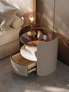 Modern Luxury Solid Wood <strong>Circular</strong> <strong>Bedside</strong> <strong>Table</strong> with Storage for Home Bedroom Furniture or Hotel Use - Product Image 5