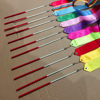 Rubans de danse multicolores légers et populaires de 4 m, rubans de gymnastique rythmique artistiques avec baguette antidérapante