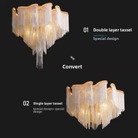 Lustre artistique à pampilles de style nordique, design unique, en aluminium italien, éclairage LED, lampe de plafond minimaliste à chaîne argentée pour îlot de cuisine