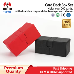     Boîte de rangement en flanelle PU 200 Plus avec plateau à dés double durable et double pochette pour cartes Commander TCG Yugioh - Product Image 1