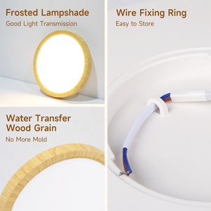 Plafonniers LED ultra-minces ronds à grain de <span class=keywords><strong>bois</strong></span> tricolore <span class=keywords><strong>avec</strong></span> code d'appel pour la maison - Product Image 4