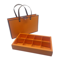 CHING TA Boîte de rangement portable avec poignée en carton orange avec tiroir indépendant Matériau recyclable Emballage de boîte-cadeau personnalisable