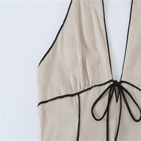 7231727 Nouvelle Robe Chic Française d'Été 2026 pour Femme, Sans Manches, Col Halter, avec Bordure Contrastante