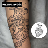 Autocollant de tatouage INKARTLINK pour le corps, autocollant de tatouage en papier, croix de la Sainte Trinité, imperméable, écologique, longue durée, 15 jours, en vrac