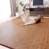 Coole Moderne Rattan-Teppiche Wohnzimmerteppich Rutschfester Atmungsaktiver Memory-Schaum Tatami-Teppich Sitzkissen Kariertes Muster Niedrigflorig