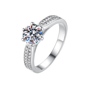 Penjualan langsung pabrik brilian kelas tinggi S925 perak murni enam-cabang D Moissanite janji pernikahan cincin wanita - Product Image 1