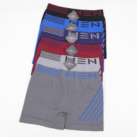 Boxers pour hommes à rayures imprimées, avec lettres, taille élastique large, doux, sans coutures, extensibles, sous-vêtements masculins, couleurs assorties, en gros