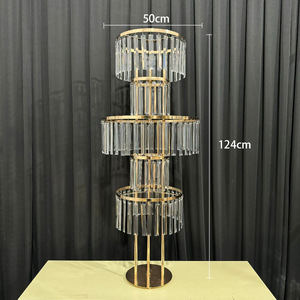 Vàng 5-Tier sắt Acrylic kim loại hoa đứng trang trí đám cưới Bảng centerpieces cao pha lê - Product Image 2
