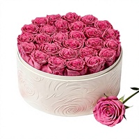 27 Roses Éternelles en Boîte Ronde – Fleurs Préservées (Rose et Blanc) du Yunnan – Cadeau Idéal pour Anniversaire, Fête des Mères, Saint-Valentin