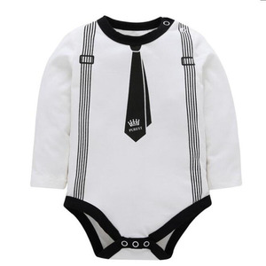 Vêtements d'été pour bébé garçon, style gentleman, imprimé en coton, manches courtes, barboteuse pour tout-petit - Product Image 5