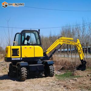 Mini-excavatrice sur pneus SHANDING, livraison gratuite, cabine, 8,5 tonnes, 9 tonnes, mini-excavatrice économique pour la remise en état des terres agricoles - Product Image 6