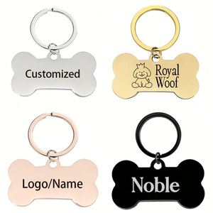 Carved Dog Tag Stainless Steel Paw Print <b>Pet</b> Pendant With Laser Logo <b>Blank</b> Material Engraved Keychain From Factory - Product Image 1