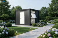 Bureau conteneur moderne de 10 pieds en structure acier respirante, studio de jardin modulaire préfabriqué pour famille, travail en extérieur, villa, hôtel