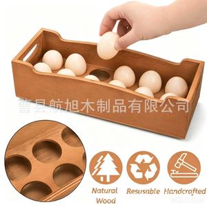 Wooden Egg Storage Box 12.6in X 4.7in With Handle Handcrafted For <b>Kitchen</b> Use - Product Image 3