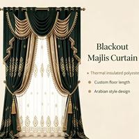 Rideaux occultants sur mesure de style arabe Majlis, design ondulé, écologiques, imperméables, en polyester isolant thermique, longueur au sol