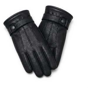 Gants d'hiver thermiques en cuir véritable de qualité supérieure avec doublure en laine, compatibles écran tactile et détection d'aiguille pour hommes - Utilisation sportive en extérieur - Product Image 1