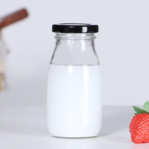 Botol kaca kelas makanan daur ulang kustom untuk produk susu botol minuman susu antik dengan tutup - Product Image 6