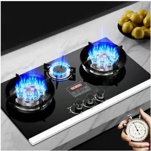 Table de cuisson au <span class=keywords><strong>gaz</strong></span> portable à <span class=keywords><strong>3</strong></span> brûleurs, allumage électronique de classe <span class=keywords><strong>A</strong></span>, dessus en verre trempé, 5200W, pour cuisine, camping-car, utilisation en extérieur - Product Image 1