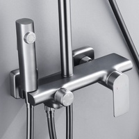 Robinets de douche de bain en laiton minimalistes crème blanc pistolet gris pommeau de douche dissimulé chaud froid amplifiant la pression Surface brossée