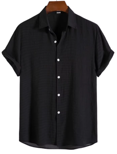 <strong>Custom</strong> <strong>Design</strong> Summer Casual Short Sleeve Button up Solid Color Men's Breathable <strong>Printing</strong> Lapel Trending T-shirts - Product Image 5