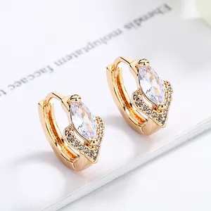 jewelry exporter 18k gold earing plated huggie hoops fantasy earrings bulk womans zirconia pendientes por mayor