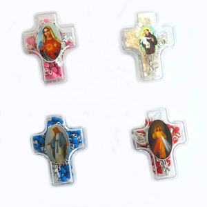 Collier de chapelet catholique Holy Souls petites perles de verre chapelet d'enfants du Saint-Esprit avec boîte en croix en plastique - Product Image 6