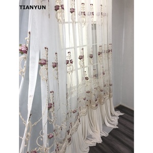 Décoration d'intérieur, rideau en voile semi-transparent <span class=keywords><strong>à</strong></span> fleurs brodées tissées pour la maison - Product Image 2