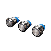 Interrupteur à bouton-poussoir LED en acier inoxydable étanche IP65, autobloquant, avec voyant lumineux, commande marche/arrêt, trou de montage 12/16/19/22 mm
