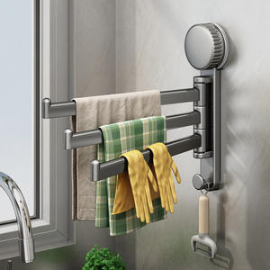 Toallero moderno con ventosa, plegable, para cocina y baño, con gancho para paños y guantes, material ABS - Product Image 1
