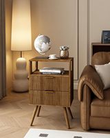 Table de chevet en bois, table de nuit avec 2 tiroirs de rangement et étagère ouverte, armoire de chevet moderne pour chambre à coucher, marron noyer