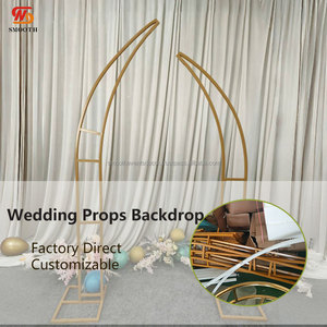 SMOOTH 2pcs/set Horn Shape Gold <b>Metal</b> <b>Arch</b> Flower Bolloon Stand <b>Frame</b> for Wedding Birthday Party Door <b>Arch</b> Backdrop Decoration - Product Image 3